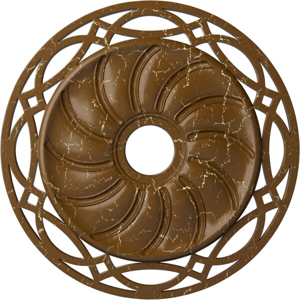 Ekena Millwork Loera Medallion (Canopies up to 6 1/4"), 26 5/8"OD x 4 1/2"ID x 1 3/8"P, Smokey Topaz Crackle CM26LOSTC - main